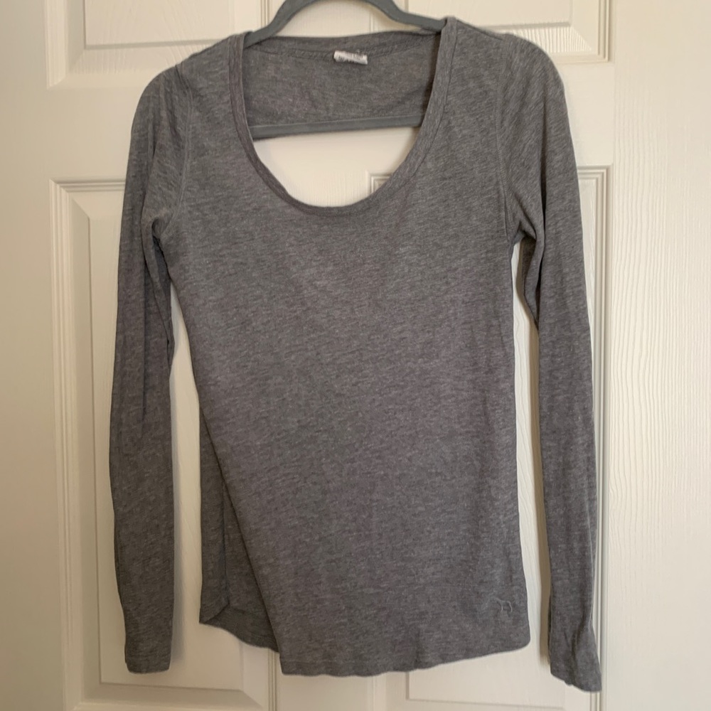 PINK - Gray Long Sleeve Shirt with Back Cut Out - Size S